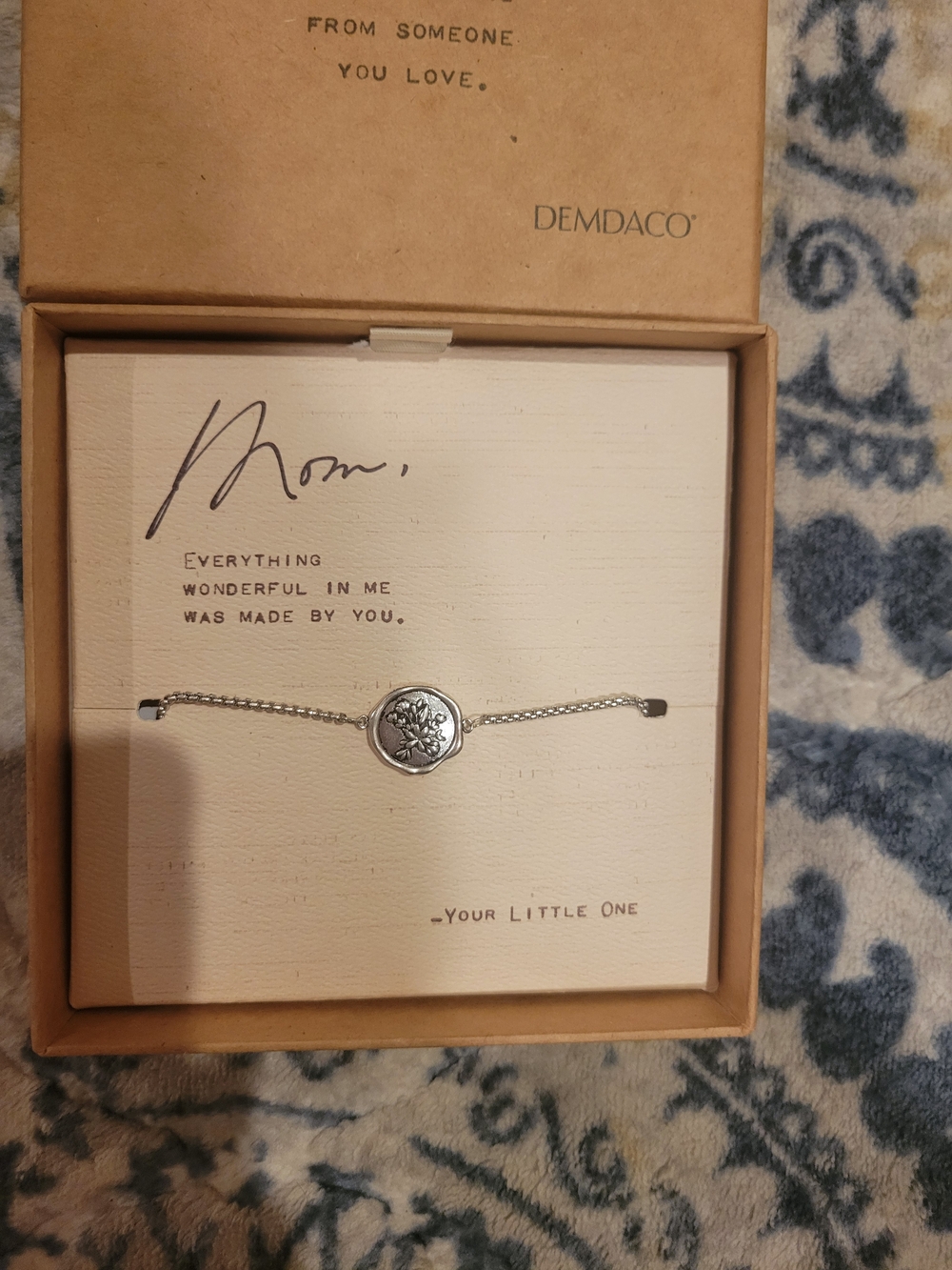 NWT Silver Floral Mom Coin Bracelet